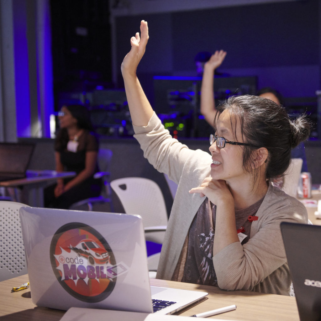 Female learner raised her hand