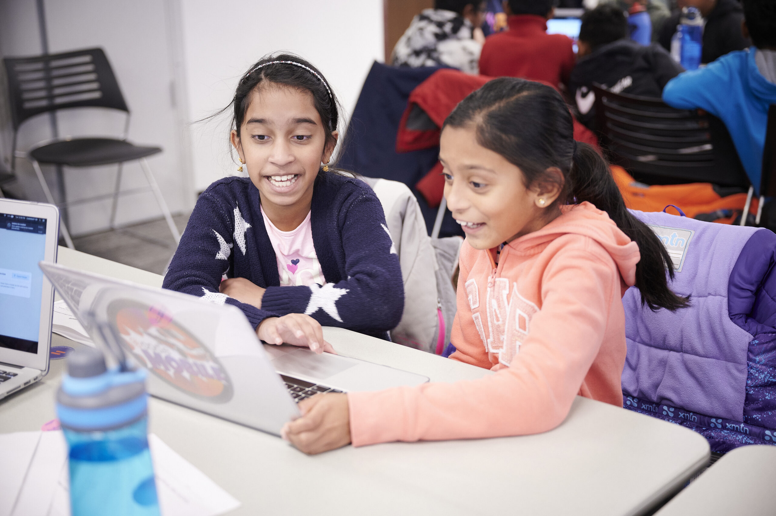 Two girls on a laptop