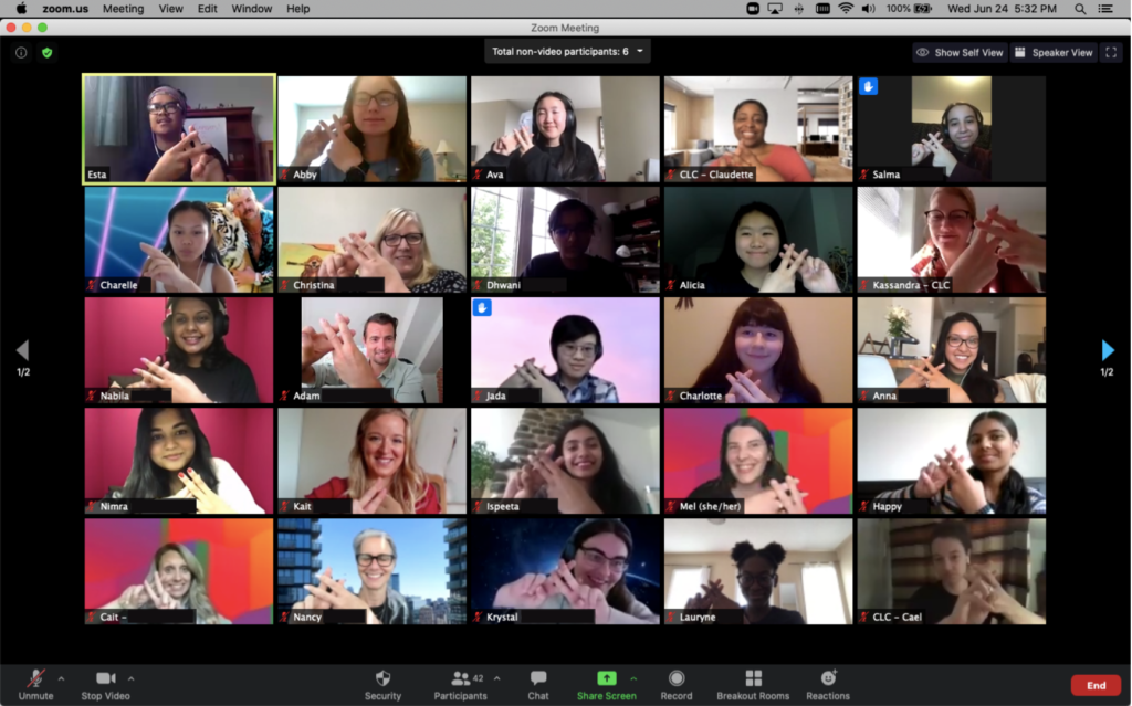 Screenshot of a Zoom group call