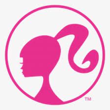 Barbie logo - pink outline of a person with a ponytail's profile.