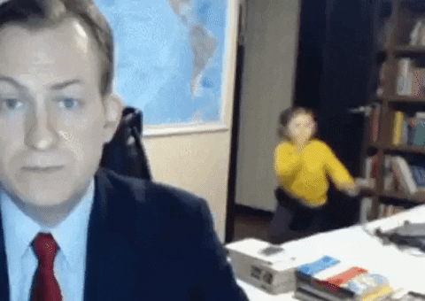 Man in remote conference call getting interrupted by his kid 