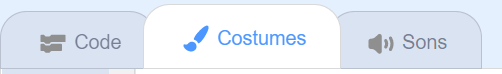 Cliquez sur l'onglet Costumes qui se trouve dans l'éditeur Scratch.
